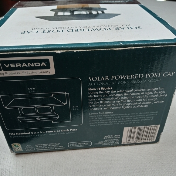 Solar Powered LED 4" x 4" BLACK Post Cap Light (Ac - Picture 3 of 7